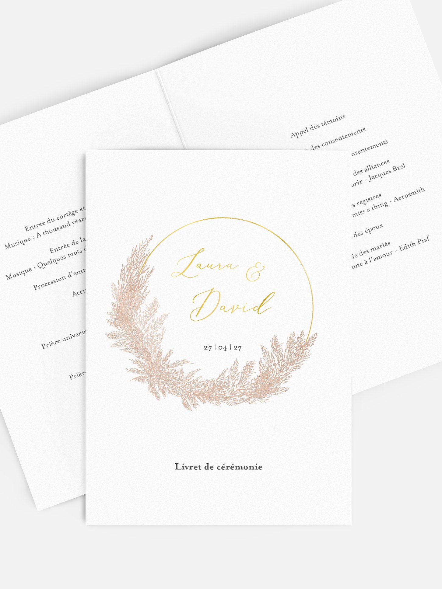 Livret de messe mariage Blush Pampas