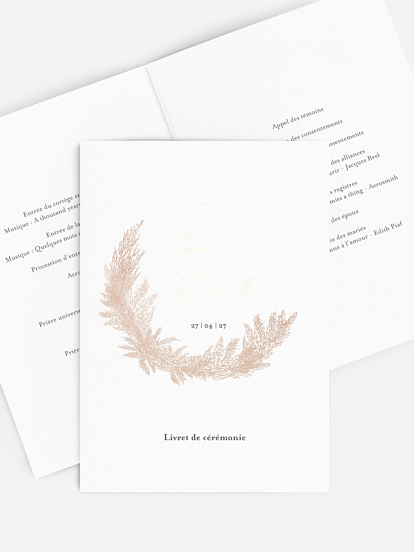 Livret de messe mariage Blush Pampas