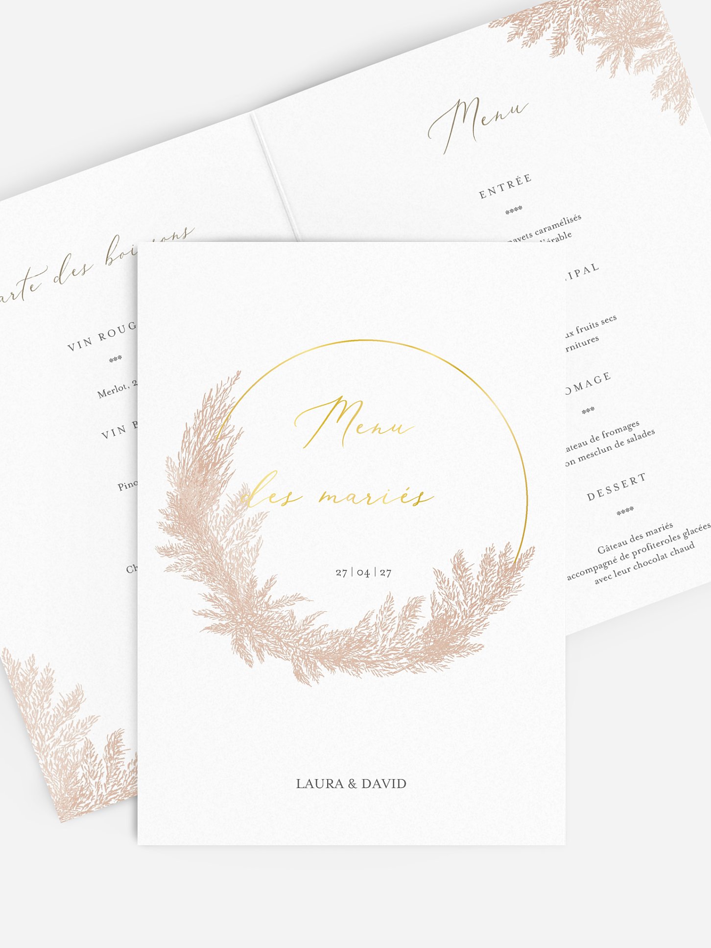 Menu mariage Blush Pampas