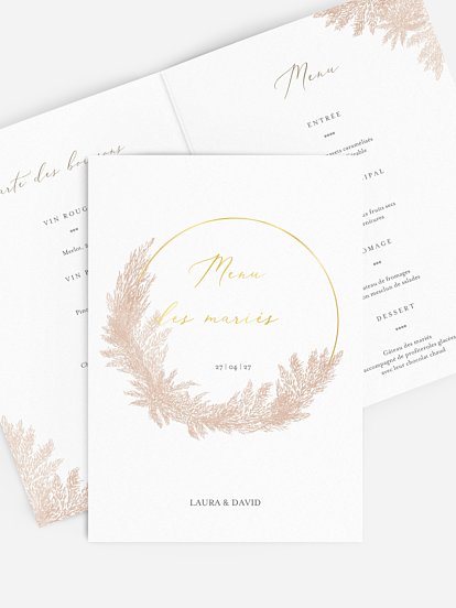 Menu mariage Blush Pampas