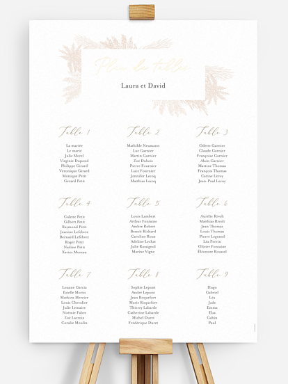 Poster plan de table mariage Blush Pampas