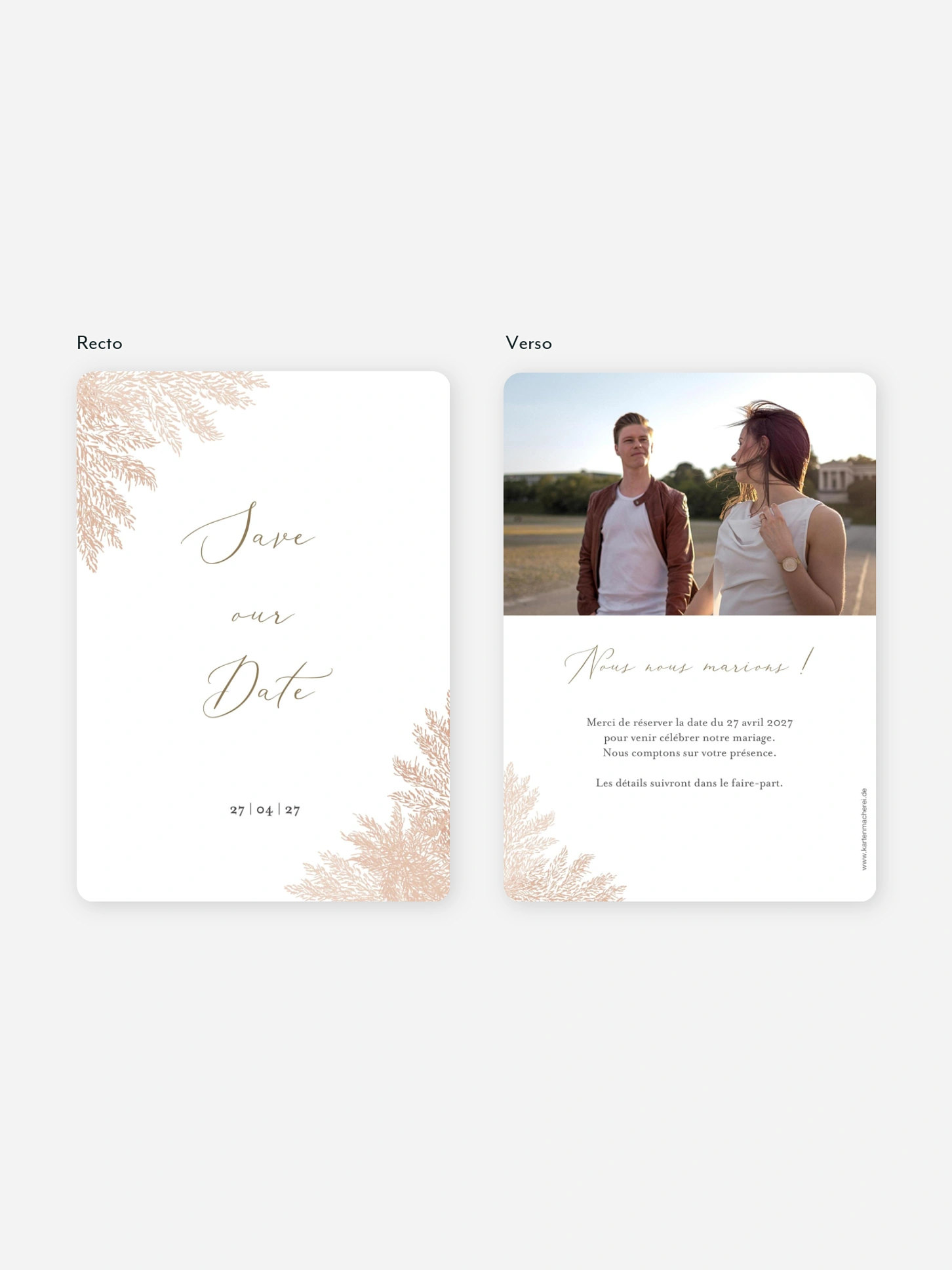 Save the date Blush Pampas