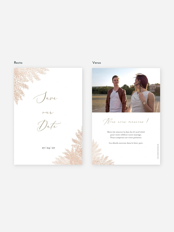 Save the date Blush Pampas