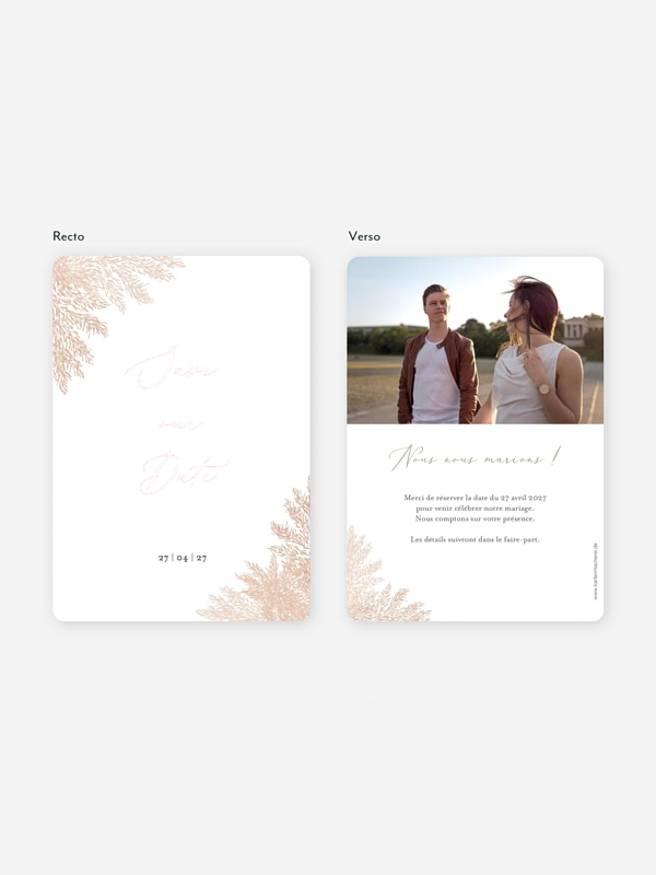 Save the date Blush Pampas