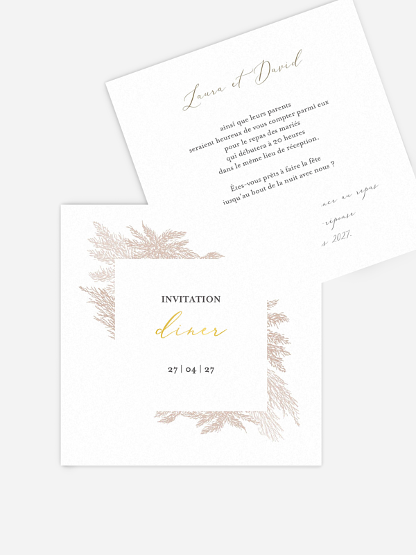 Carton d'invitation Blush Pampas