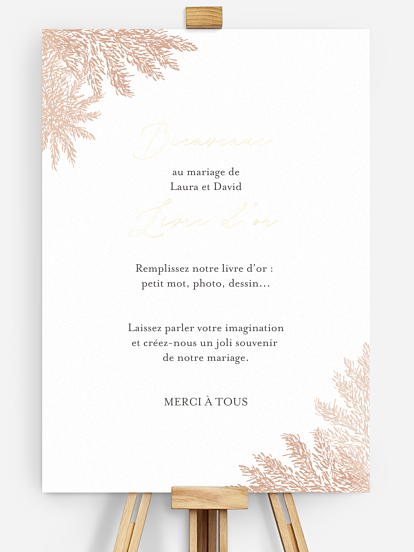 Affiche livre d'or mariage Blush Pampas