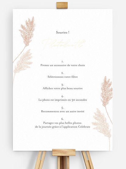 Affiche photobooth mariage Blush Pampas