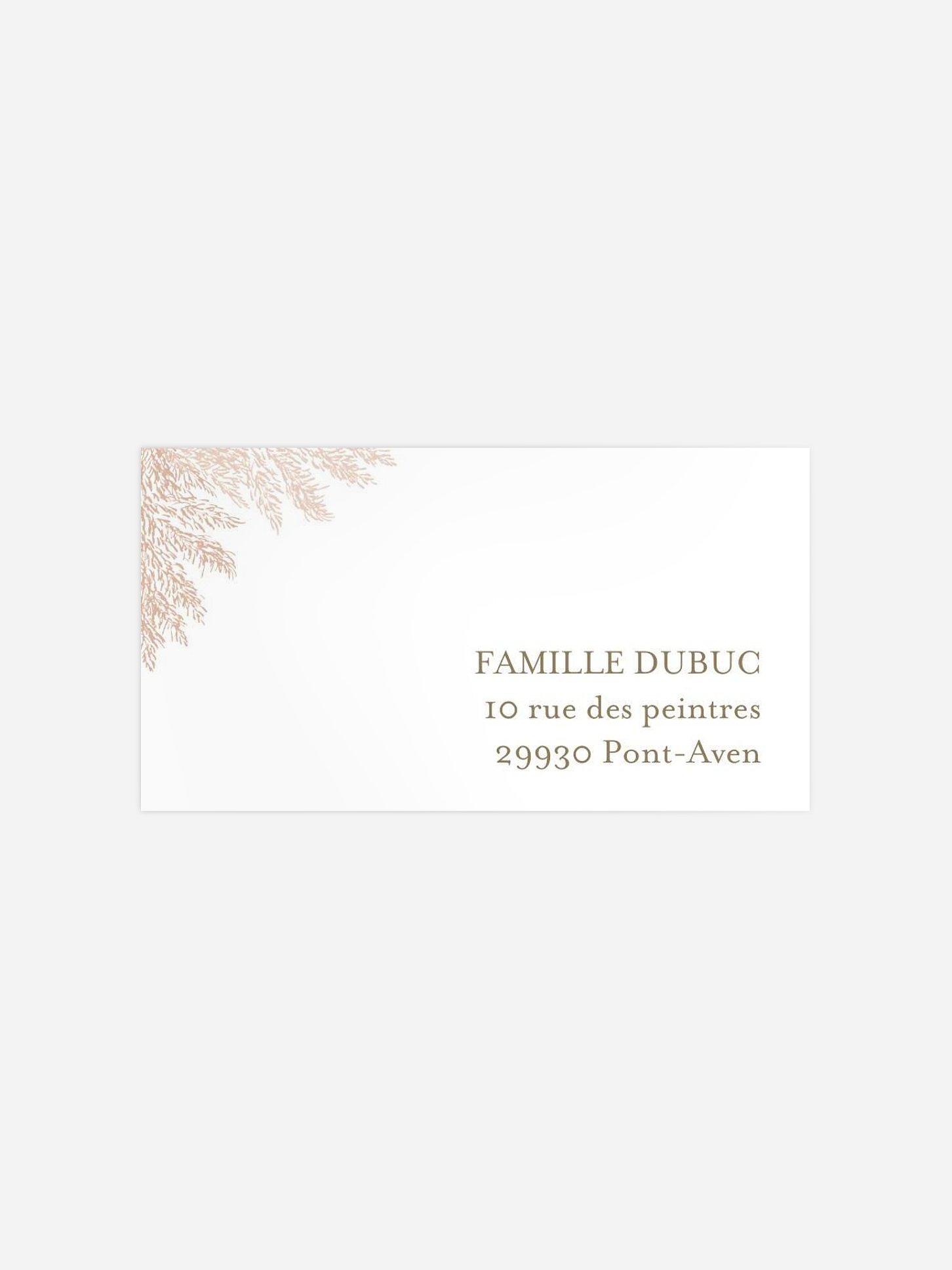 Étiquette destinataire mariage Blush Pampas