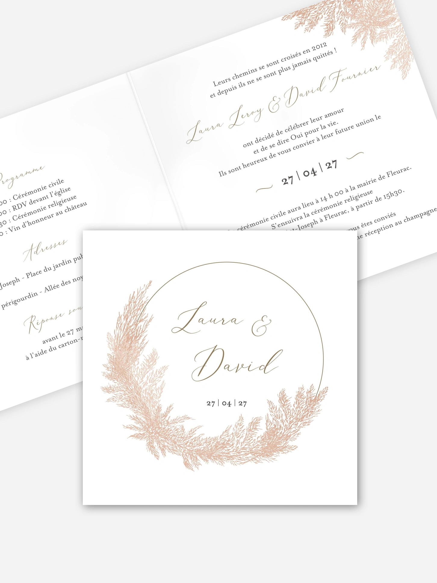 Faire-part de mariage Blush Pampas