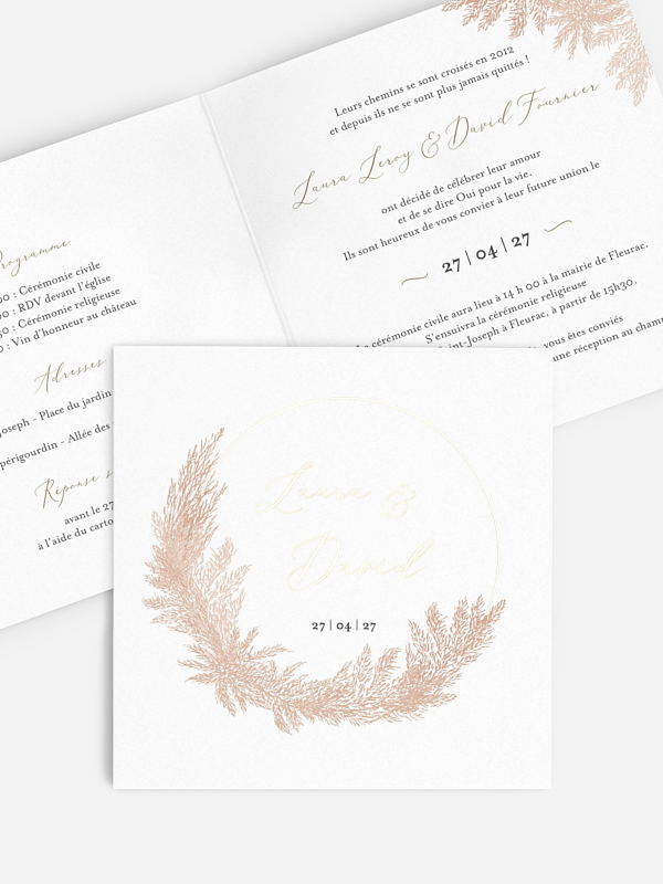 Faire-part de mariage Blush Pampas