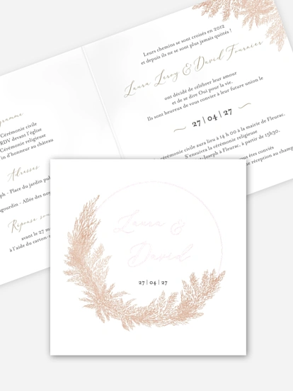 Faire-part de mariage Blush Pampas