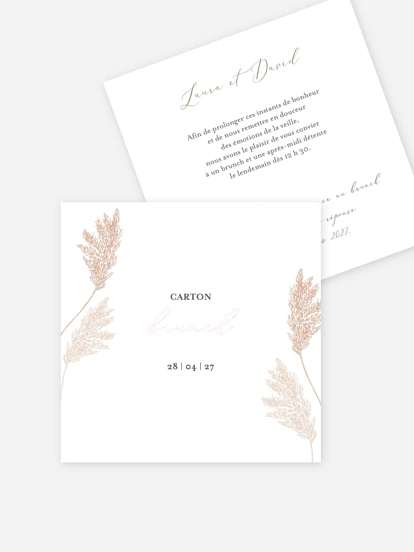 Carte brunch Blush Pampas