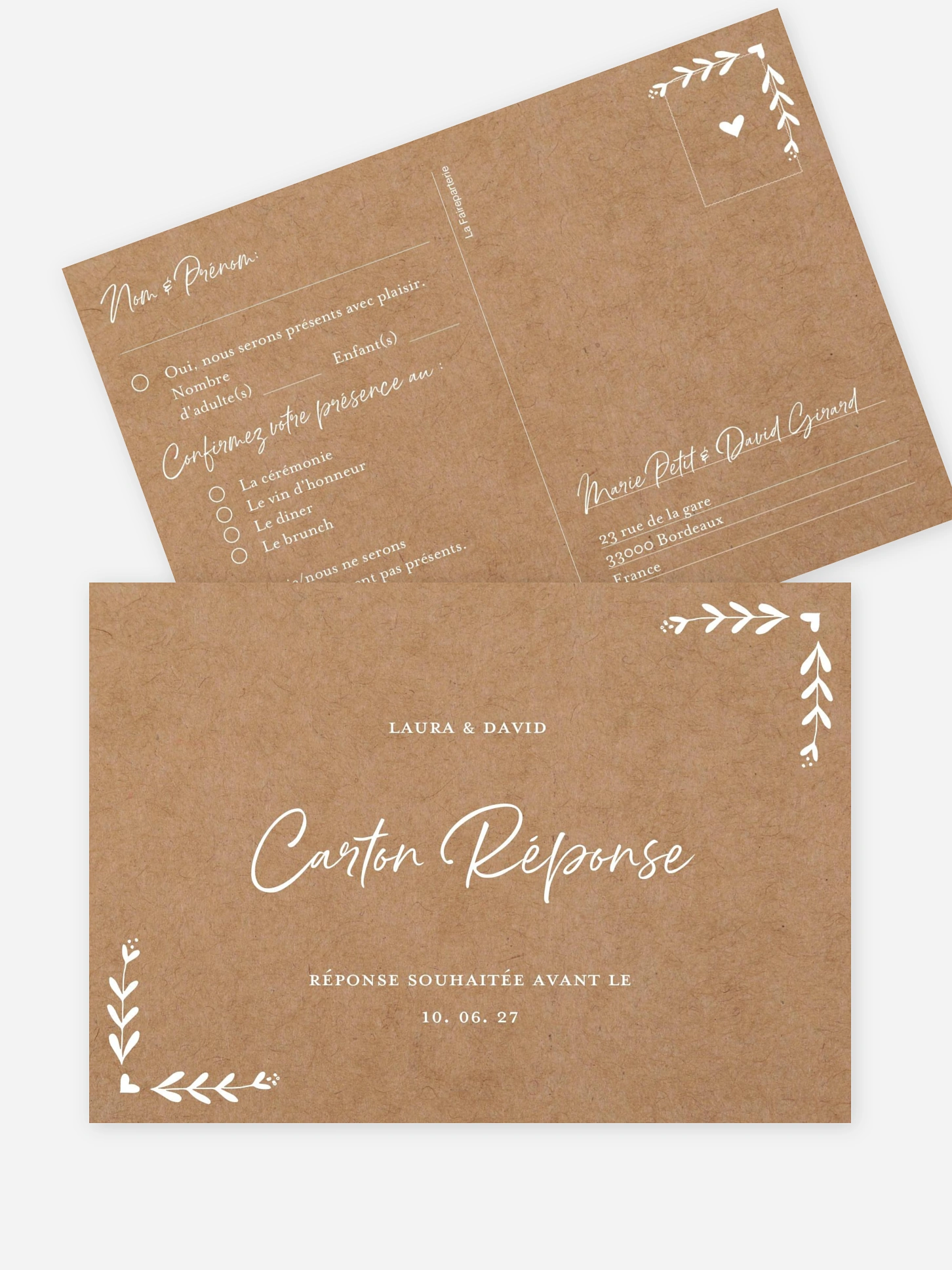 Carton réponse Champêtre chic