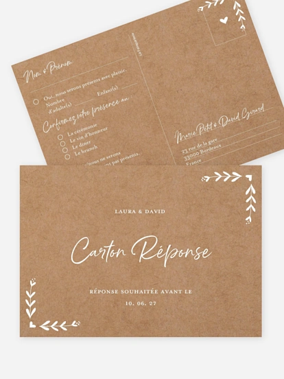 Carton réponse Champêtre chic