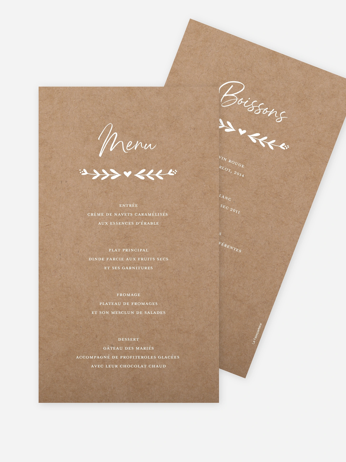 Menu mariage Champêtre chic