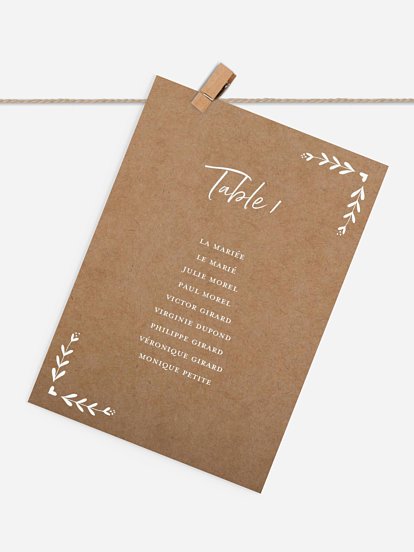 Cartons plan de table mariage Champêtre chic