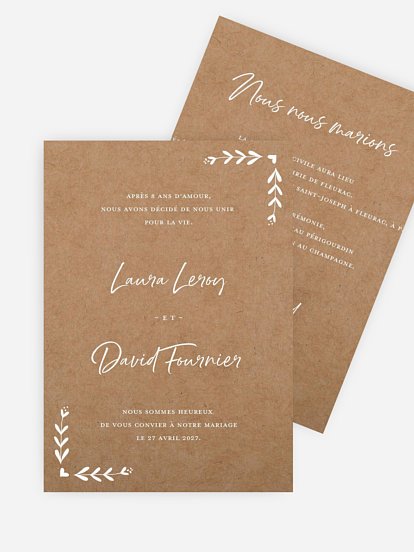 Faire-part de mariage Champêtre chic