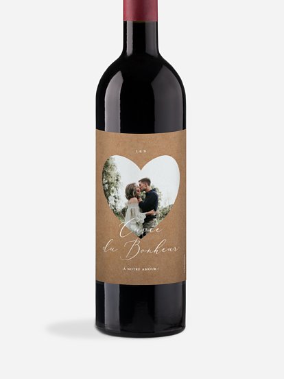 Etiquette bouteille mariage à personnaliser - thème Romantique