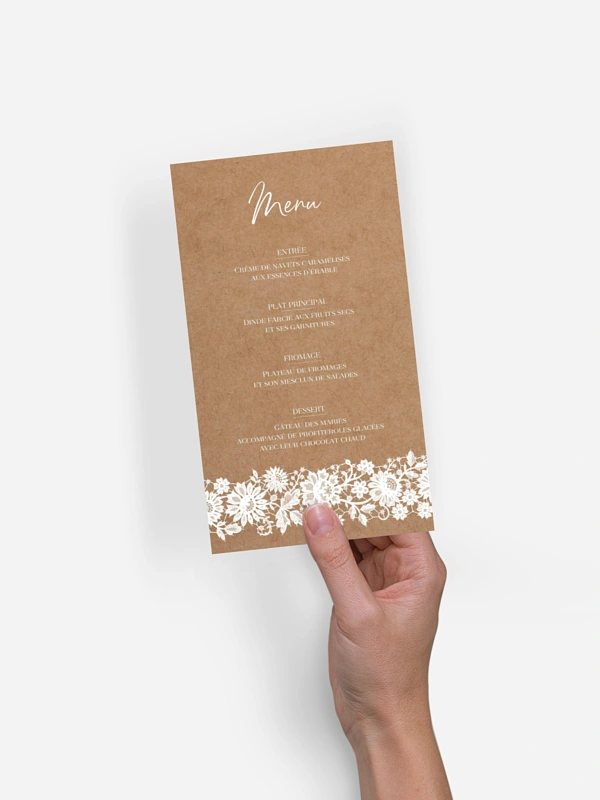Menu mariage Dentelle boheme