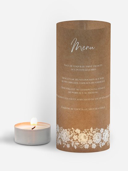 Menu mariage Dentelle boheme