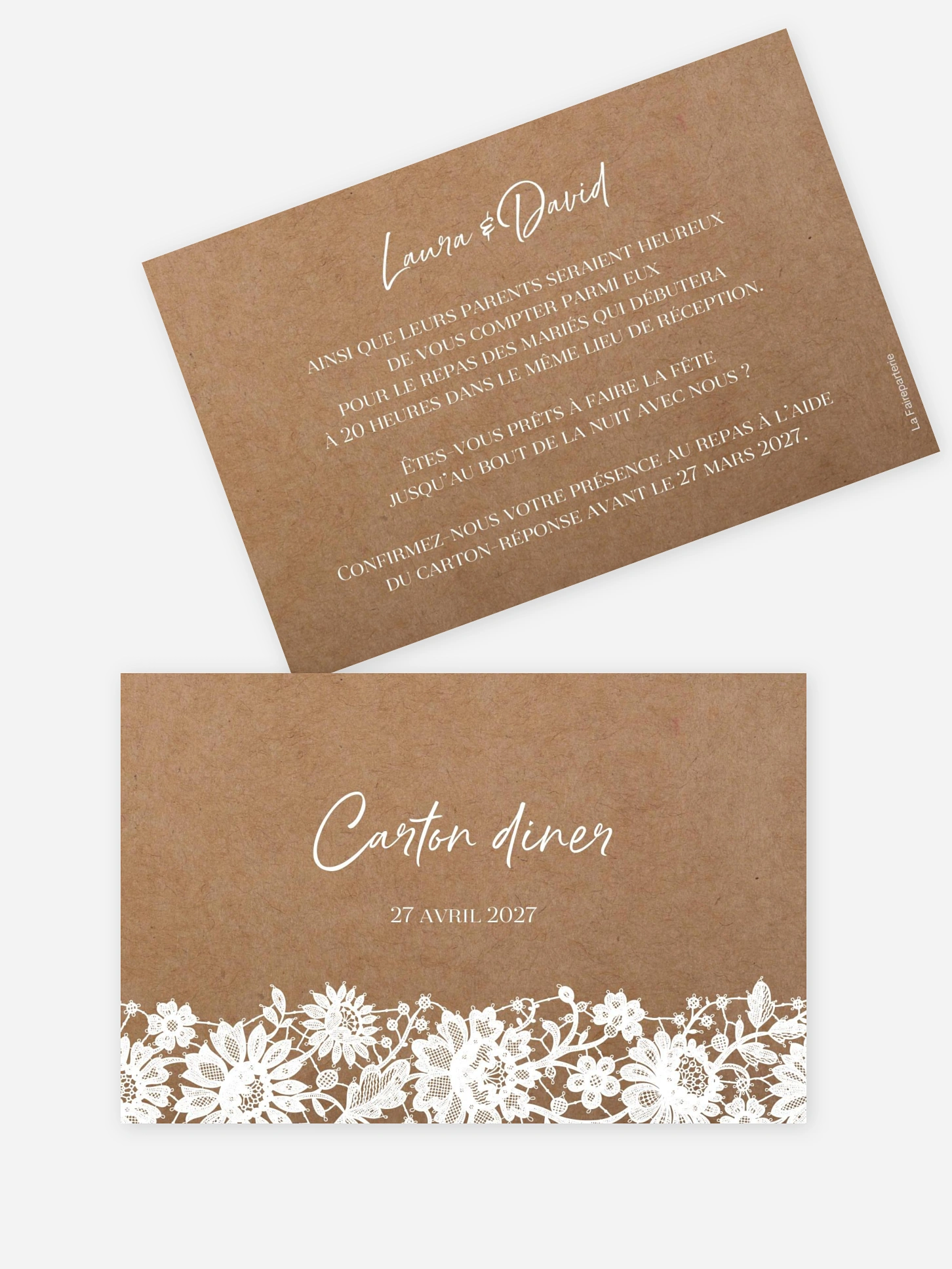 Carton d'invitation Dentelle boheme