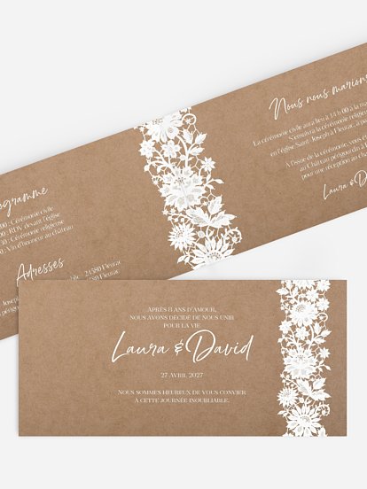 Faire-part de mariage Dentelle boheme