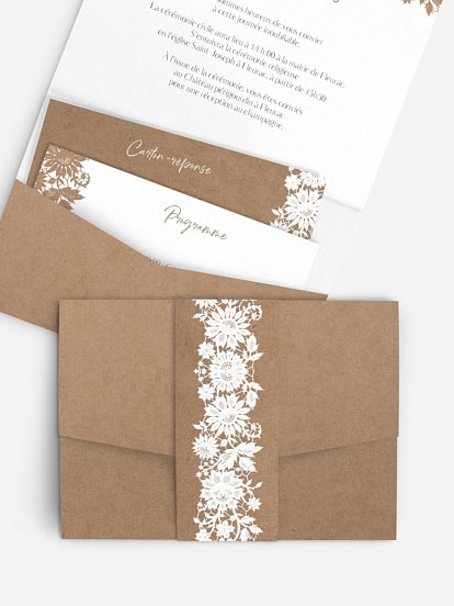 Faire-part de mariage Dentelle boheme