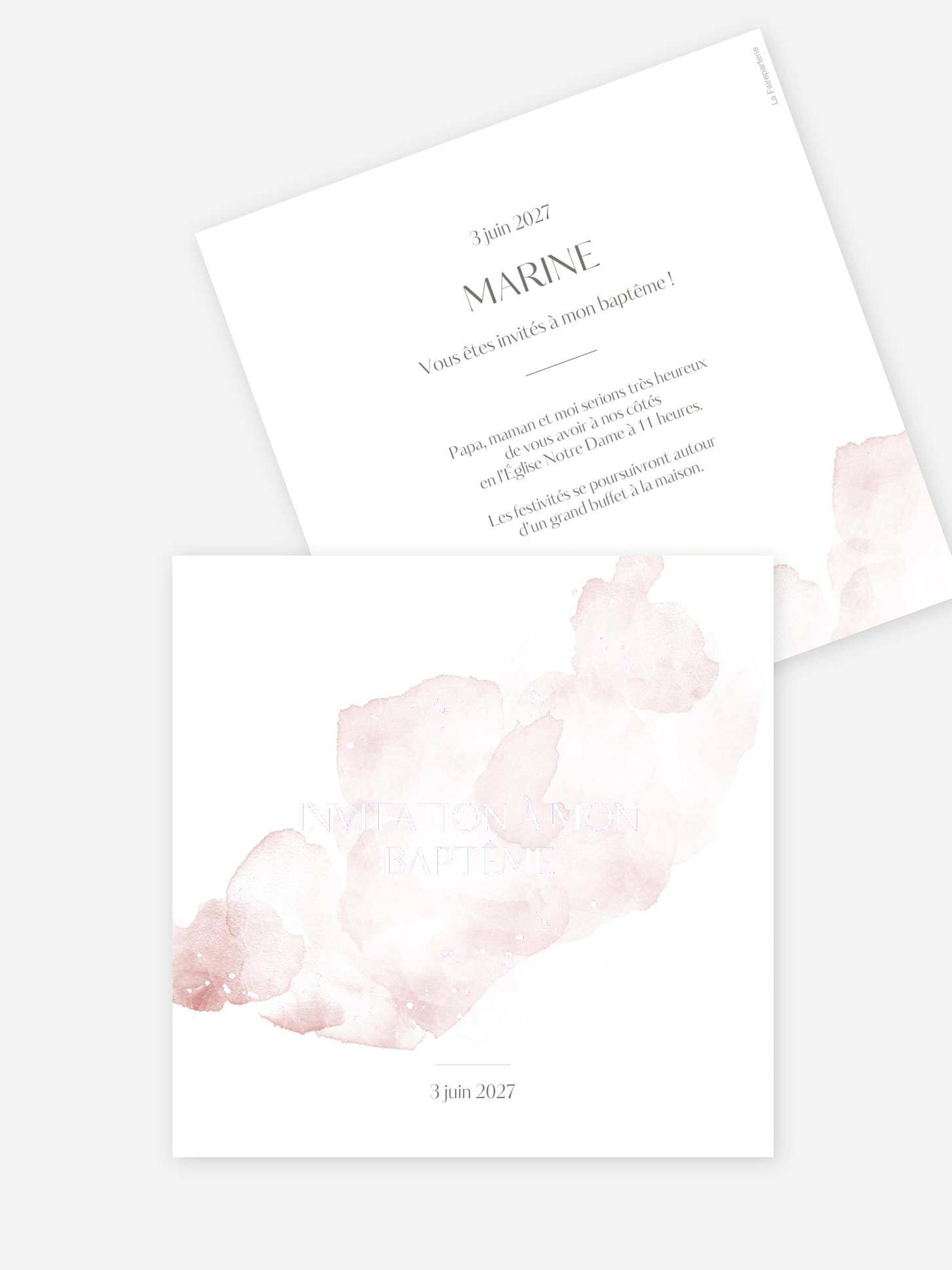 Faire-part baptême Aquarelle chic