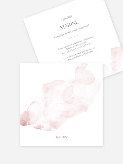 Faire-part baptême Aquarelle chic