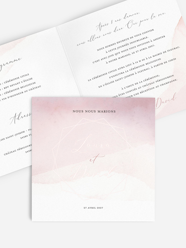 Faire-part de mariage Aquarelle Dreams
