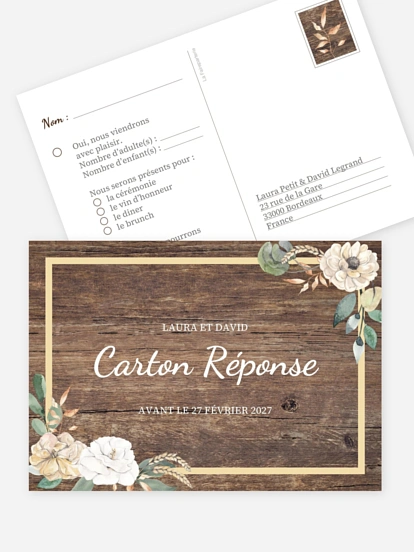 Carton Reponse Mariage Assorti Au Faire Part Faireparterie