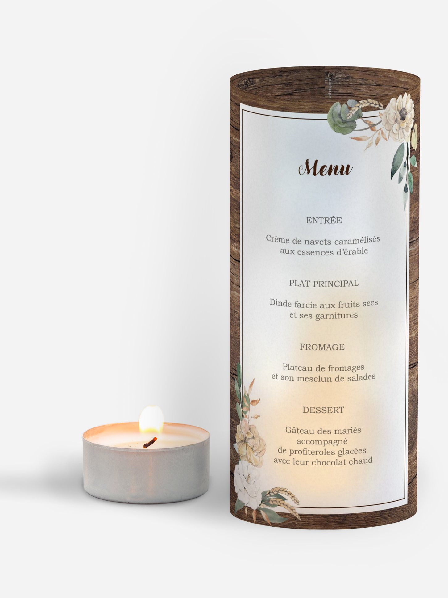 Menu mariage Fleurs champêtres