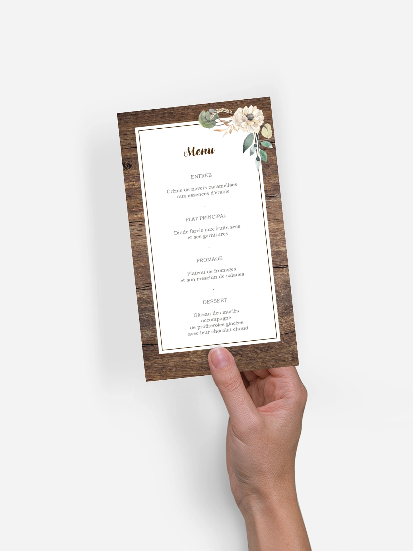 Menu mariage Fleurs champêtres
