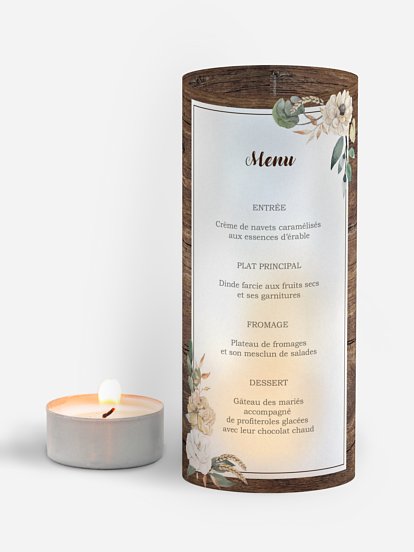 Menu mariage Fleurs champêtres