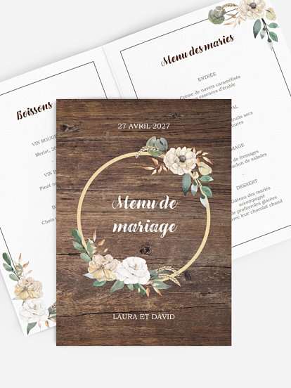 Menu mariage Fleurs champêtres