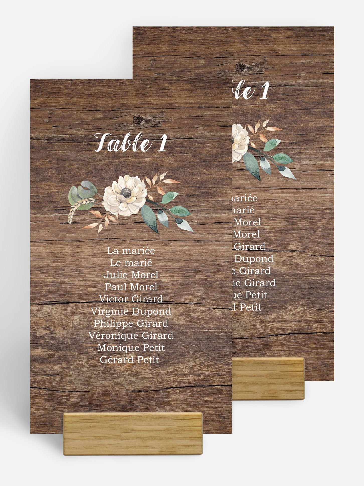 Nom de table mariage Fleurs champêtres