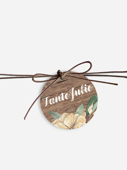 Étiquette avec ruban mariage individuelle Fleurs champêtres