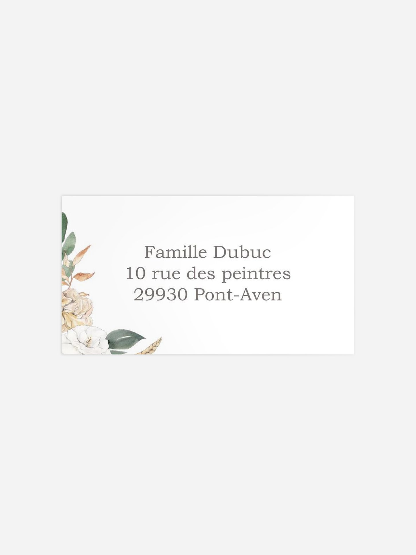 Étiquette destinataire mariage Fleurs champêtres