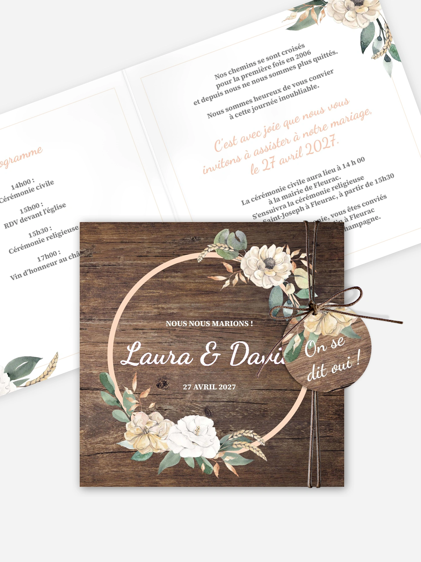 Faire-part de mariage Fleurs champêtres