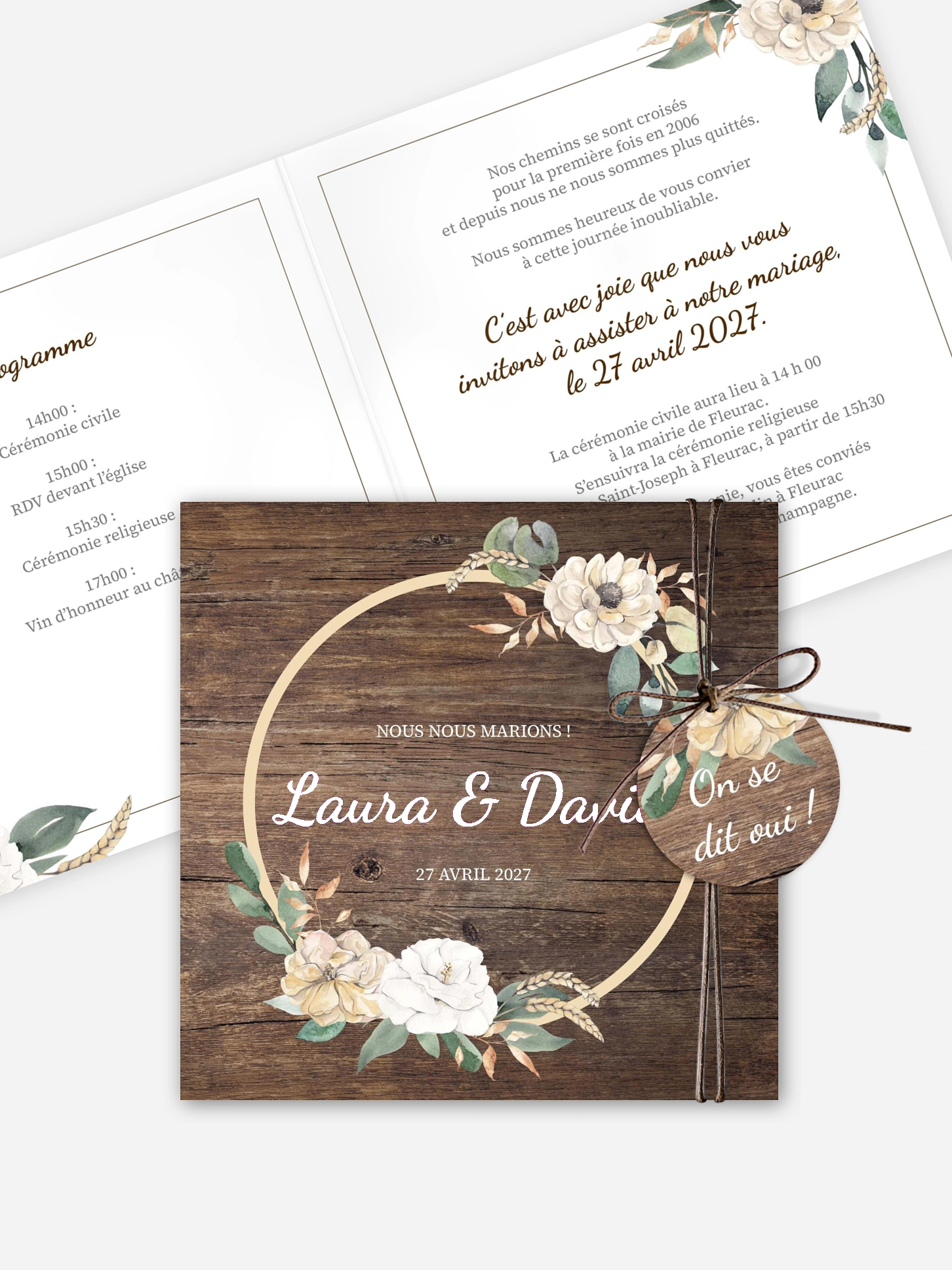 Faire-part de mariage Fleurs champêtres