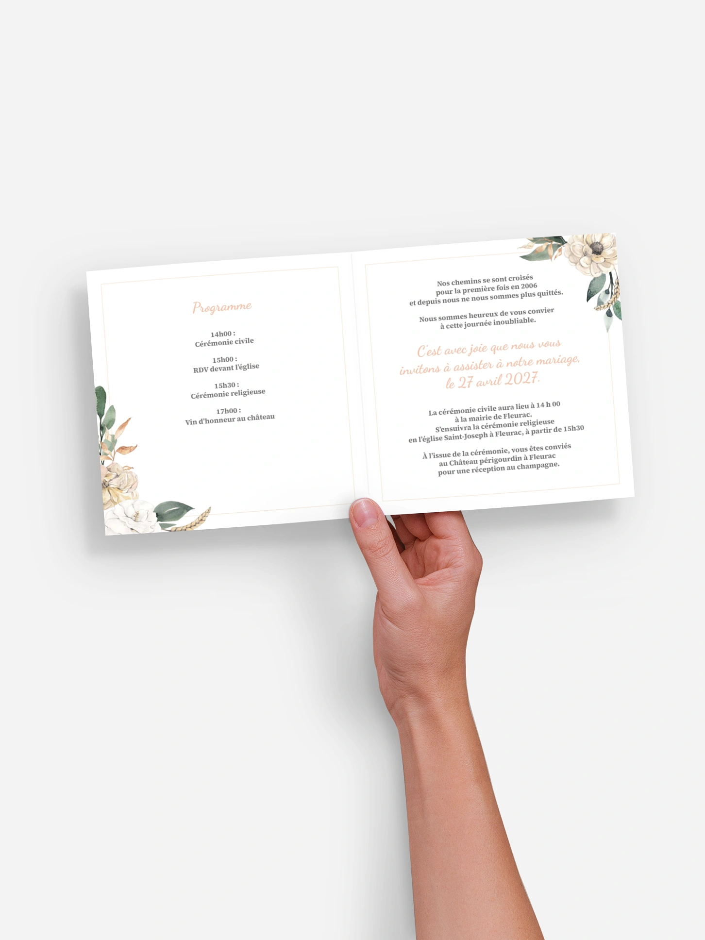 Faire-part de mariage Fleurs champêtres