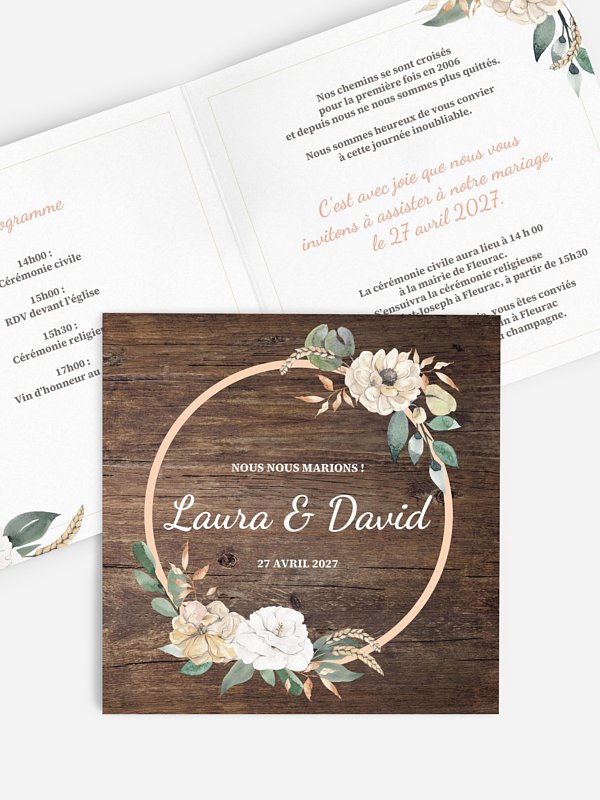 Faire-part de mariage Fleurs champêtres
