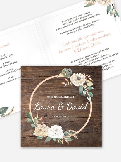 Faire-part de mariage Fleurs champêtres