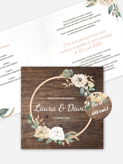 Faire-part de mariage Fleurs champêtres