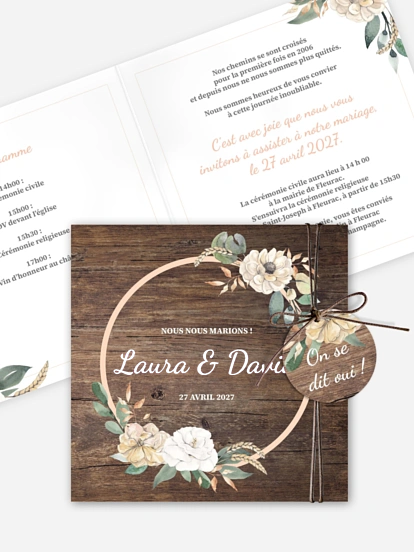 Faire-part de mariage Fleurs champêtres