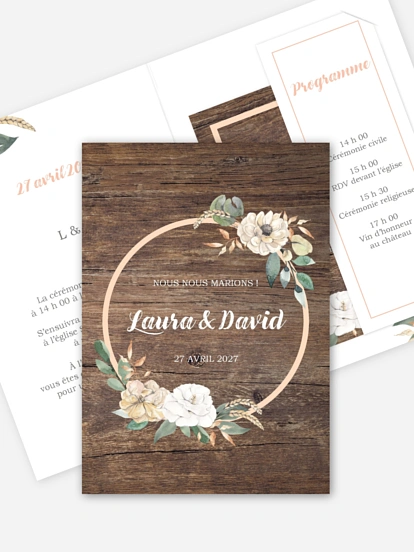 Faire-part de mariage Fleurs champêtres