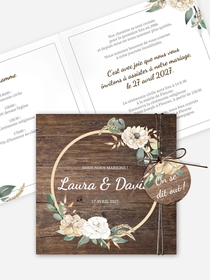 Faire-part de mariage Fleurs champêtres