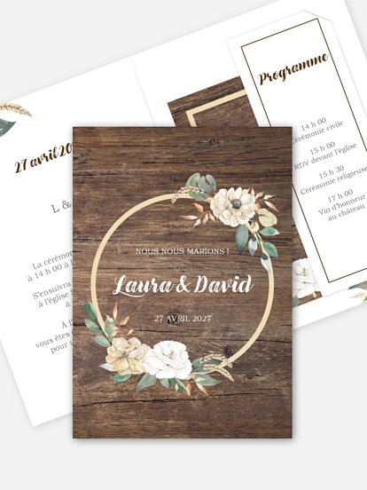 Faire-part de mariage Fleurs champêtres