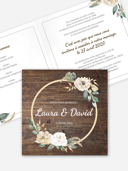Faire-part de mariage Fleurs champêtres