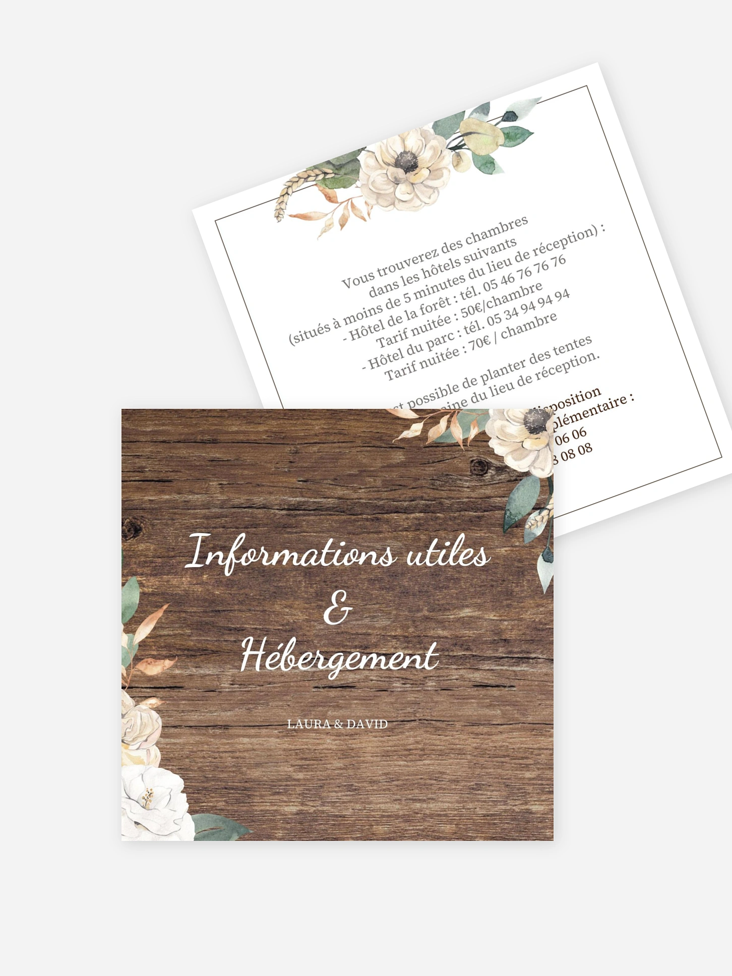 Carton information hébergement Fleurs champêtres